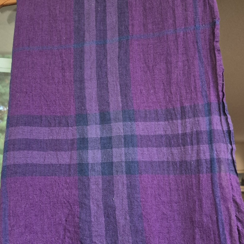 Burberry Purple Silk Wool Scarf